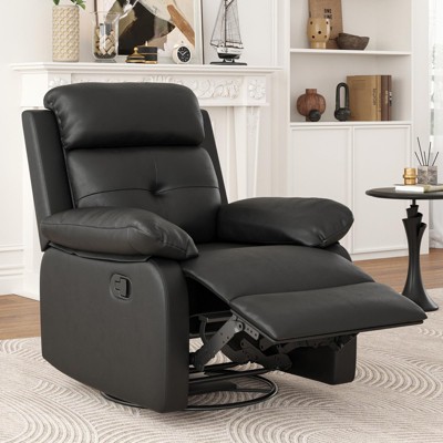 Lirago,Black,Compact Swivel Rocker Recliner Chair for Adults -Black Metal Frame for Small Spaces