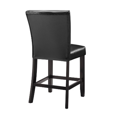 Elegant Ebony and Black Leather 26" Counter Stools - Set of 2