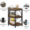 Syemin End Tables 3-Tier Half Moon End Table RusticNSide Table with Storage Semi-Circle Accent Table for Living Room, Brown, 23.62"*11.81"*25.59" - 4 of 4