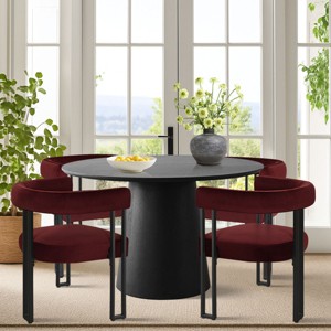 5 Piece Dining Set for 4, Black Extendable Dining Table with 4 Upholstered Velvet Dining ArmChairs for Dining Room,Kitchen-Maison Boucle - 1 of 4
