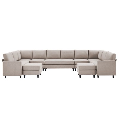 Hyleory Spacious 12-Seater U-Shaped Modular Sofa with Ottomans,Relaxed Style, Reconfigurable Design