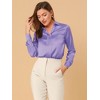 INSPIRE CHIC Women's Elegant V Neck Long Sleeve Office Work Satin Shirt - 3 of 4