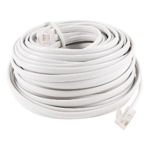 Unique Bargains Plastic Clear White 49.2 ft 6P4C Male to 6P4C Male Telephone Cable 1 Pc - 1 of 4