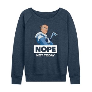 Women's - Avatar: The Last Airbender - Sokka Nope Lightweight French Terry Wide Neck Long Sleeve Shirt - 1 of 4