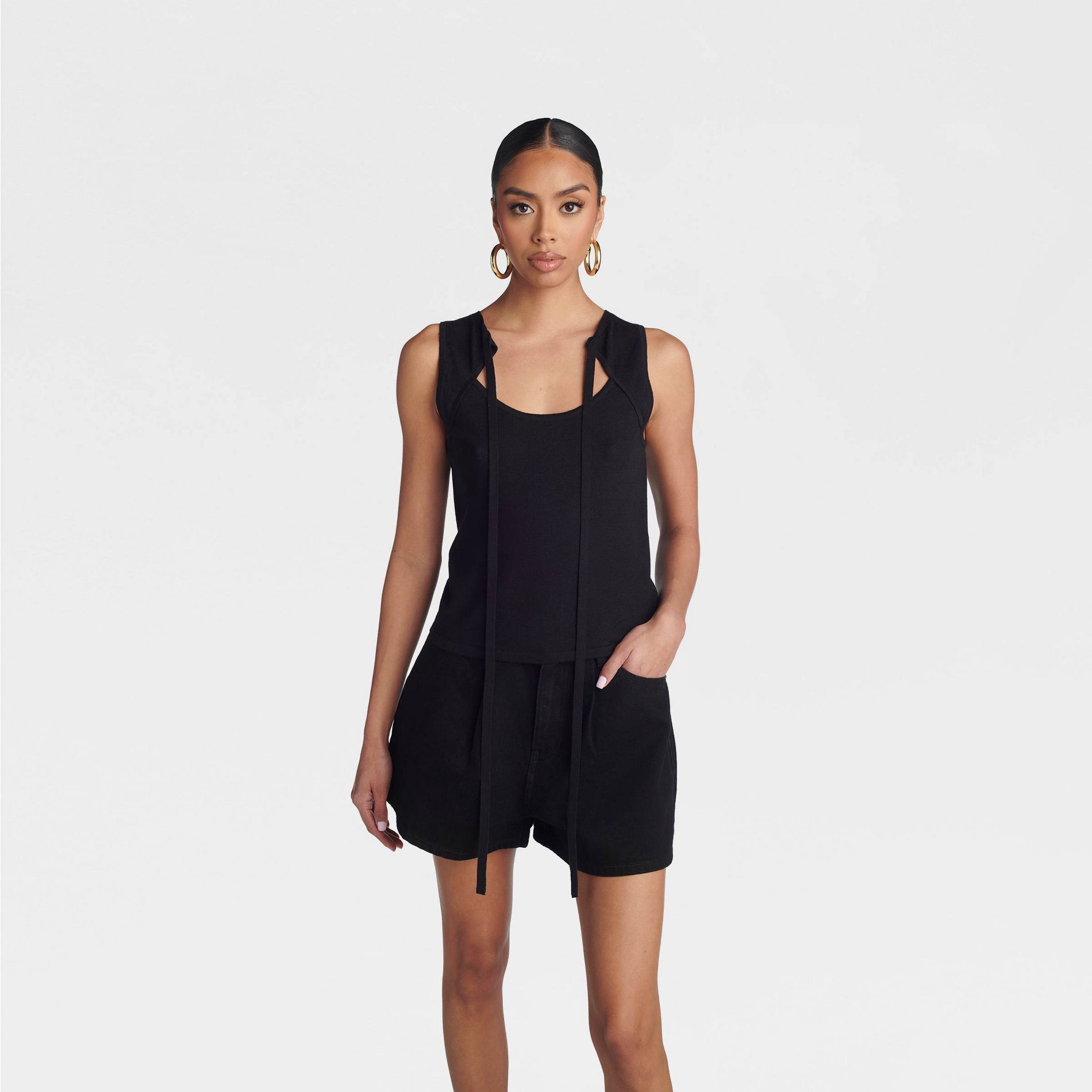 KBB by KAHLANA Women's 'The Tie Front Tank Top' - Black