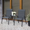 Outsunny Bistro Set Outdoor Furniture Set with Attached Middle Glass Coffee Table, Breathable Fabric Double Chairs for Balcony, Patio, Porch - 3 of 4