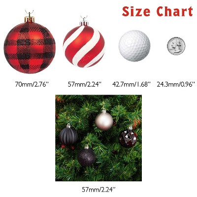 Black and Grey Shatterproof Plastic Christmas Ornament Set, 50 Count