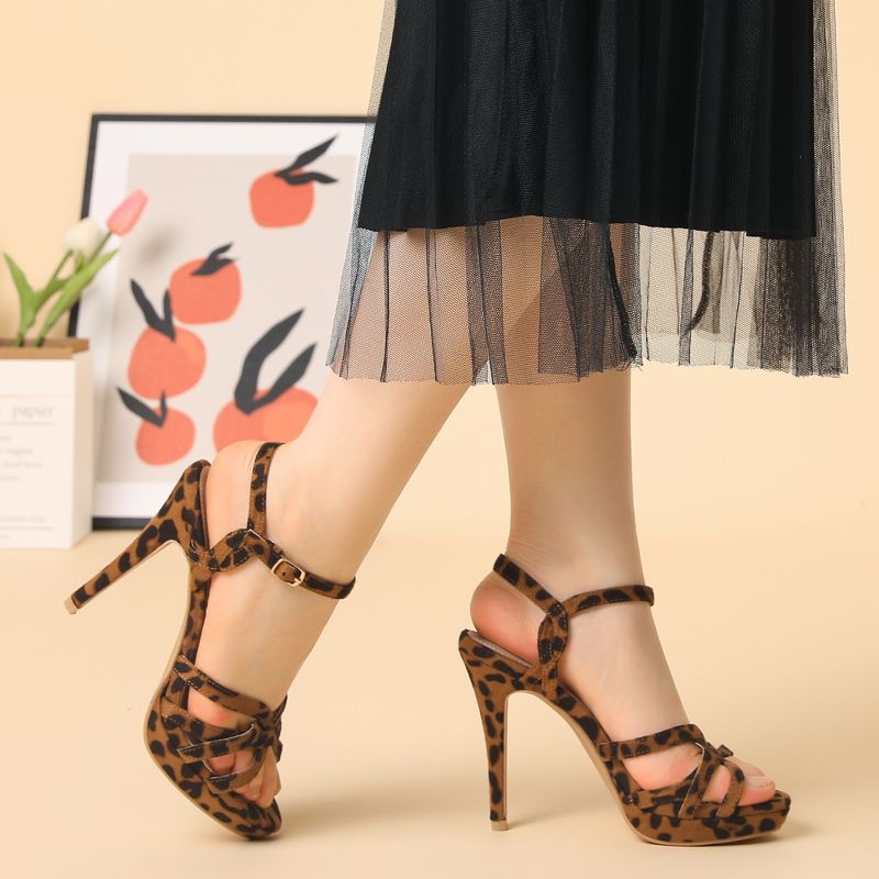 Allegra K Women's Strappy Platform Heels Stiletto Heels Sandals, 2 of 5