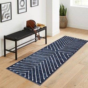 Area Rugs for Living Room Washable Geometric Rug Stripe Farmhouse Non Slip Low Pile Soft Rug for Bedroom - 1 of 4