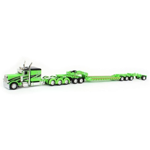 First Gear DCP 1/64 Green/Black Peterbilt 389 w/ Fontaine Magnitude  Tri-axle Lowboy, Booster & Stinger 60-1439