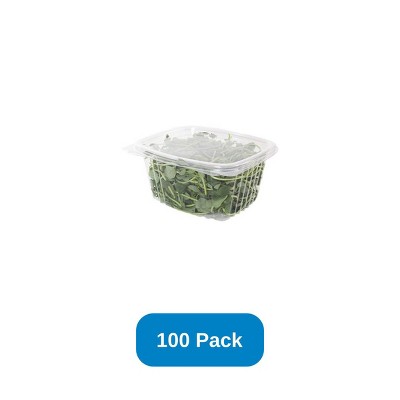 Jaya 16 oz Rectangular Container Clear PLA Hinged Lid - Pack of 100