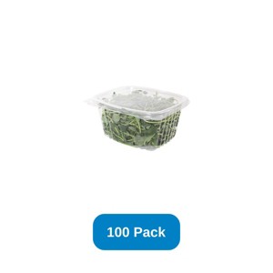 Jaya 16 oz Rectangular Container Clear PLA Hinged Lid - Pack of 100 - 1 of 2