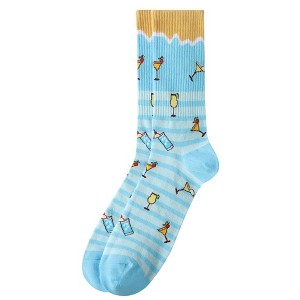 Men's Steel Blue Tropical Cocktail Novelty Socks - 1 of 3