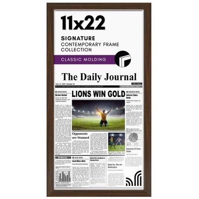 Americanflat 11x22 Newspaper Frame with plexiglass - Assorted Media Article Cover Frame - Available in a variety of Colors