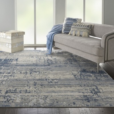 Blue and Gray Abstract Rectangular Area Rug