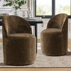 Set of 2 Upholstered Dining Chairs with Wheels, Chenille Barrel Style Rolling Chairs for Kitchen or Modern Dining Room-Maison Boucle - 2 of 4