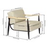 FurnitureR Mid-Century Modern Accent Chair, Beige Upholstered Armchair with Solid Oak Frame, Comfy Reading Chair for Living Room, Bedroom, Office - 2 of 4