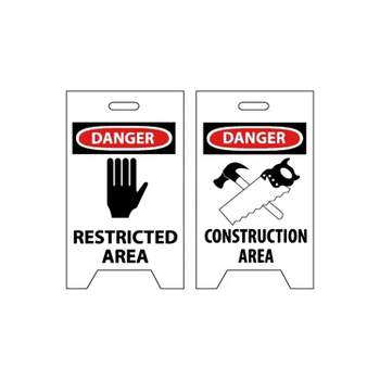 National Marker Floor Sign Dbl Side Danger Restricted Area Danger Construction Area 20X12 FS35