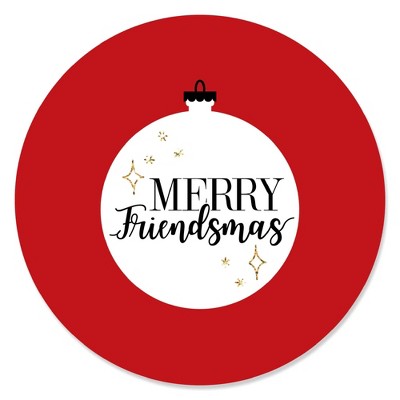 Big Dot of Happiness Red and Gold Friendsmas - Friends Christmas Party Sticker Labels - 24 Count