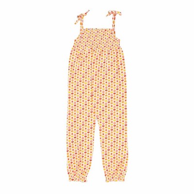 Ola! Otter Smocked Jumpsuit - Indian Flora White-white-4-5 years