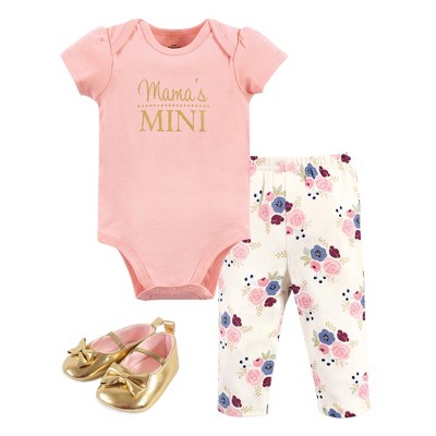 Little Treasure Baby Girl Cotton Bodysuit, Pant And Shoe 3pc Set, Mamas ...