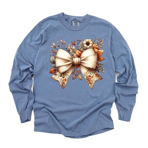 Simply Sage Market Women's Fall Flower Coquette Long Sleeve Garment Dyed Tee - 1 of 4