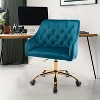 Velvet Swivel Office Chair with Wheels, Comfortable Home Desk Chair with Gold Metal Base for Study or Office – The Pop Home - 2 of 4