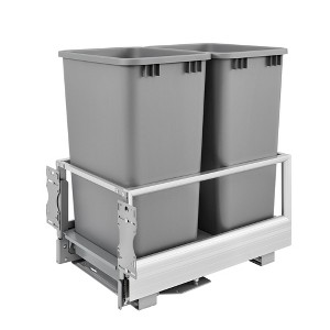 Rev-A-Shelf 5149 Series Double Aluminum Pull-Out Kitchen Waste Containers with Soft Open and Close Slides - 1 of 4