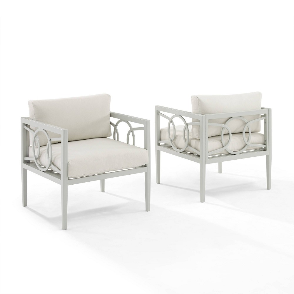 Photos - Sofa Crosley Ashford 2pk Outdoor Metal Arm Chairs - Cream  