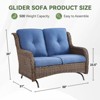 Buenhomino Patio Loveseat Rattan Glider Sofa with Curved Armrest Thicking Back & Seat Cushions for Garden Balcony Backyard - 4 of 4