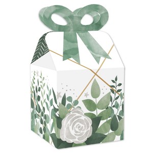 Big Dot of Happiness Boho Botanical - Square Favor Gift Boxes - Greenery Party Bow Boxes - Set of 12 - 1 of 4