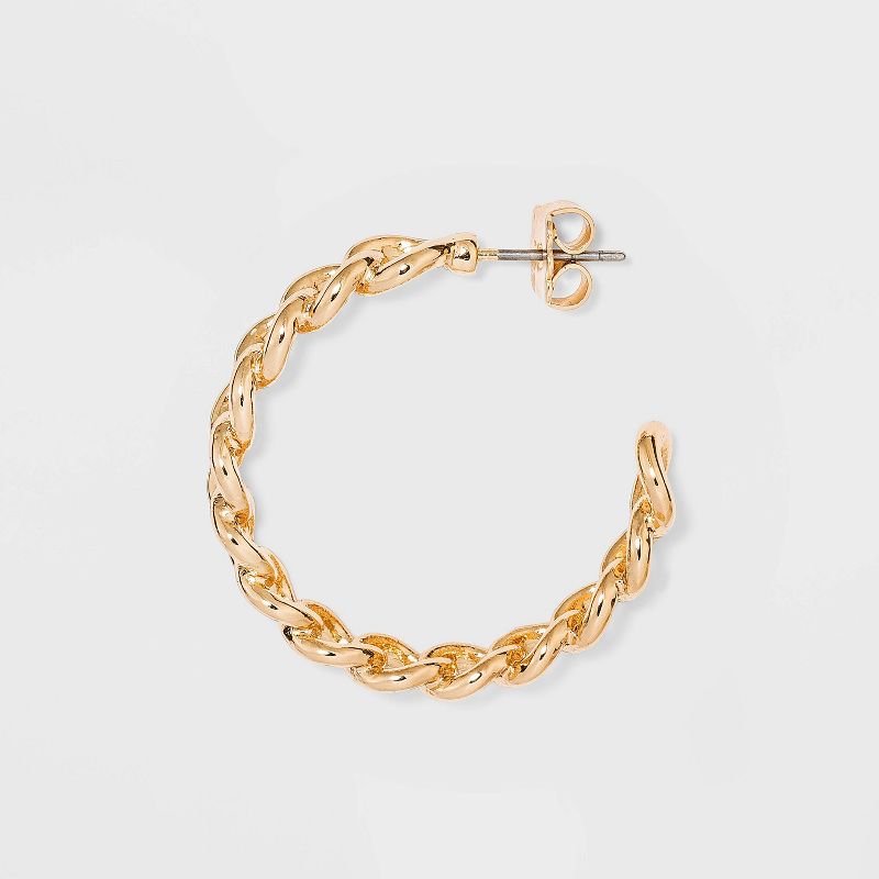 Frozen Chain Hoop Earrings - A New Day&#8482; Gold, 4 of 5