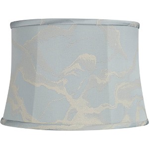Springcrest Glinsk 14 1/4" Top x 16 1/4" Bottom x 11" High x 11" Slant Print Lamp Shade Replacement Medium Blue Drum Softback Washer Harp Finial - 1 of 4