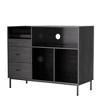 Munora 27.6" Record Player Stand - Built-In Power Outlet + USB Ports, Flip-Down Dust Lid, Black Wood Grain Turntable Console for Living Room/Bedroom - 3 of 4