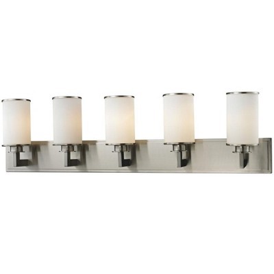 Savannah 5-Light Vanity Fixture with Opal Glass Shades - Dimmable & Damp Rated