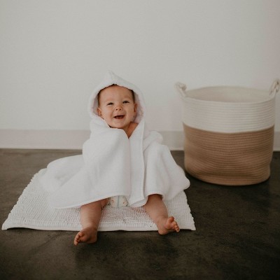 Infant White Cotton Hooded Bath Towel Set