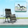 Zero Gravity Lounge Chair Set, 2 Pieces Reclining Folding Outdoor Lounge Chairs with Cushion, Headrest, Side Tray - 3 of 4
