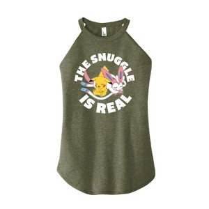 Women's - Pokémon - The Snuggle Is Real Pikachu And Sylveon Graphic High Neck Tank - 1 of 2