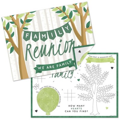 Big Dot of Happiness Family Tree Reunion - Paper Family Gathering Party Coloring Sheets - Activity Placemats - Set of 16