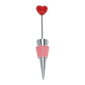 Unique Bargains Heart Beaded Stopper Aluminum Alloy TPE Pink Silver Tone 4.45"x0.79"x0.79" 1 Pc - 1 of 3