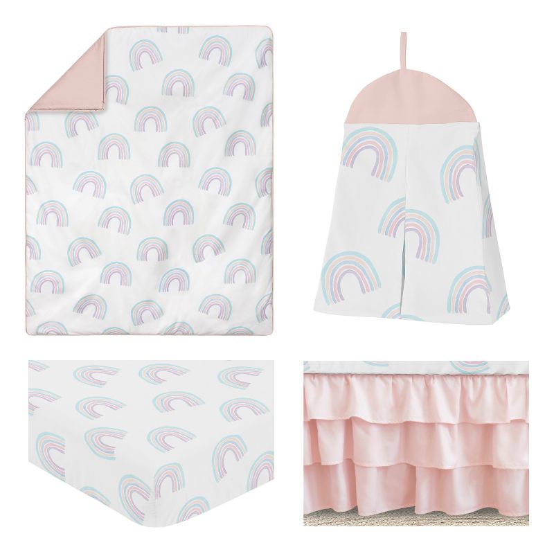 Sweet Jojo Designs Girl Baby Crib Bedding Set - Rainbow Pink and Blue 4pc, 3 of 8