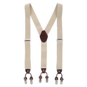 CTM Men's 1.375 Inch Wide Solid Color Y-Back Double Clip-End Suspenders - 1 of 4