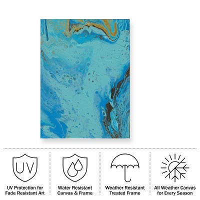 Caribbean Blue and Brown Abstract Canvas Wall Art, 14x19