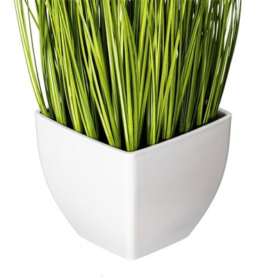 Vickerman 11.5" Green Plastic Potted Grass in White Pot