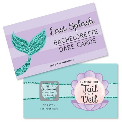 Big Dot of Happiness Trading The Tail for A Veil - Mermaid Bachelorette Party or Bridal Shower Game Scratch Off Dare Cards - 22 Count