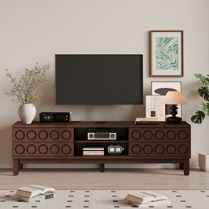 Modern TV Stand for TVs up to 75", TV Console Media Console Sideboard Storage Cabinet with 4 Drawers, Black+Gray/White/Dark Brown - ModernLuxe - 1 of 4