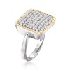 Ross-Simons 1.00 ct. t.w. CZ Square-Top Ring in Sterling Silver and 14kt Gold - 3 of 4