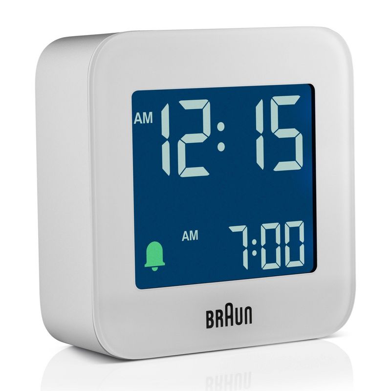 Braun Digital Compact Travel Alarm Clock with Snooze and Negative LCD Display, 1 of 11