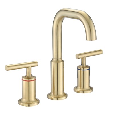 ALEXOUN Bathroom Faucet 3 Hole 2 Handle Vanity Sink Faucet, Brushed Golden