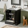 Akoasm 24.2 in. W Modern Ceramic Sink Combo Bathroom Vanity with Soft Closing Doors & Silver Handles-Black - 3 of 4